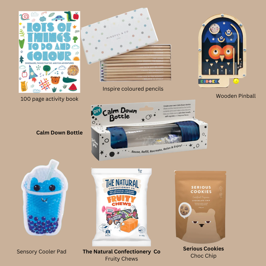 With Labels for each item in The Calming Sensory Kids Gift Box