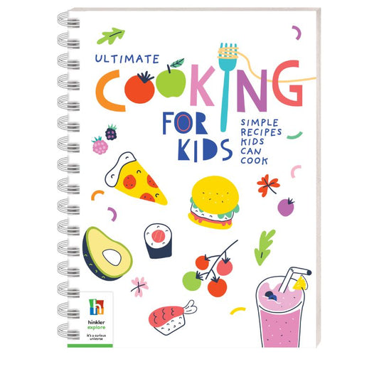 Cookbook for kids with colorful illustrations on a white background