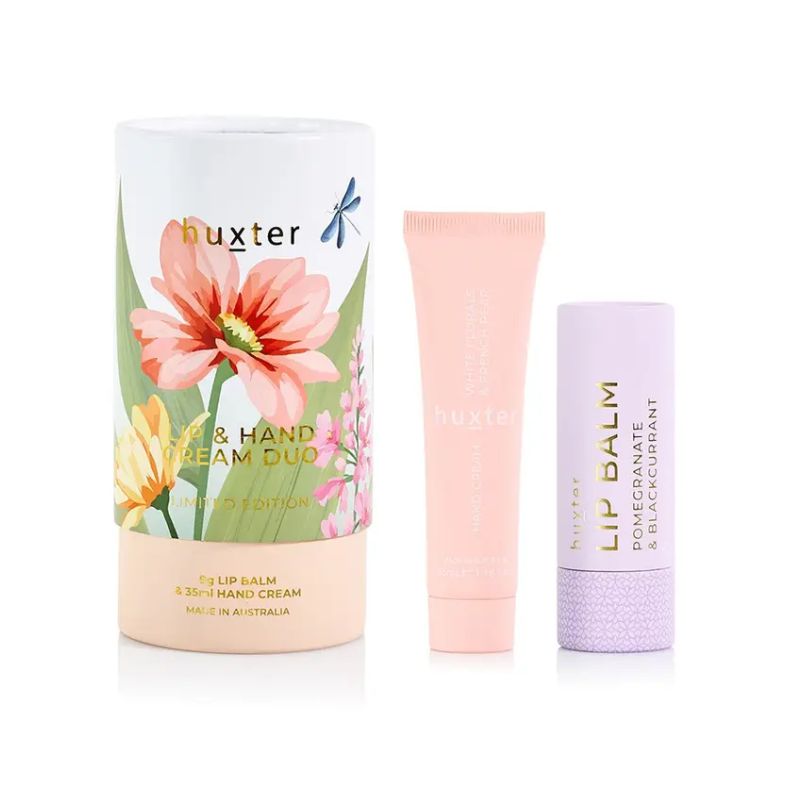 Huxter Lip & Hand cream Duo. Limited Edition Florals & French Pear