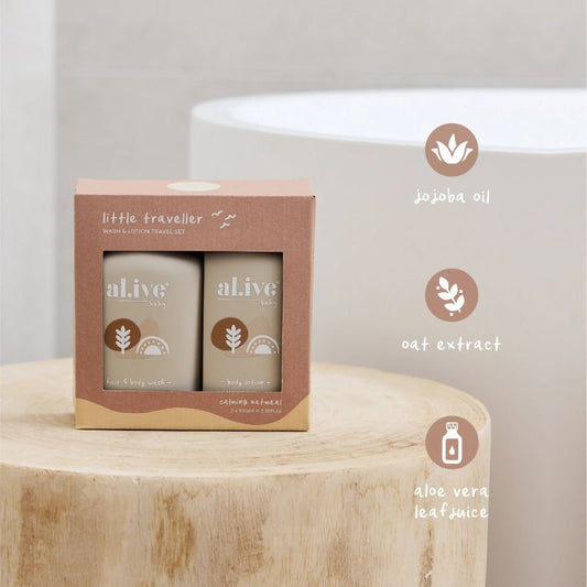 Little Traveller Wash & Lotion Duo | Calming Oatmeal | Al.Ive Body | Wishing You Well