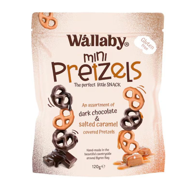 Wallaby Mini Pretzels | Dark Chocolate & Salted Caramel (GF)