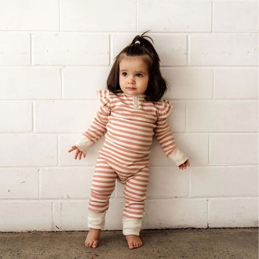 Rose Stripe Growsuit | Snuggle Hunny Kids