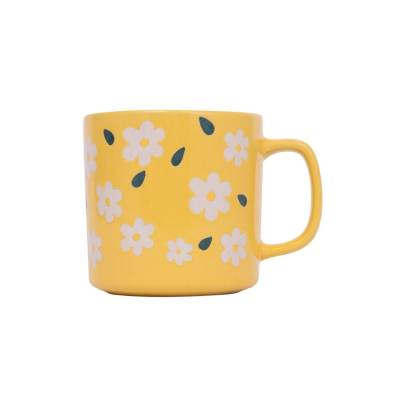 Yellow floral daisy mug — cute ceramic coffee cup, perfect teacher appreciation or birthday gift