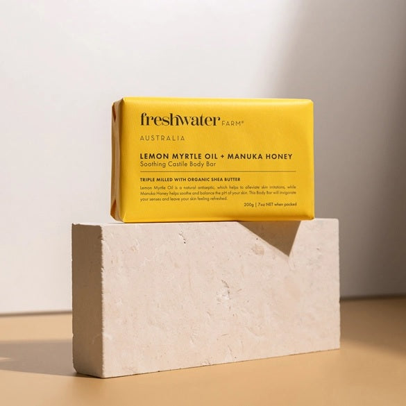 Soothing lemon myrtle + manuka honey soap bar