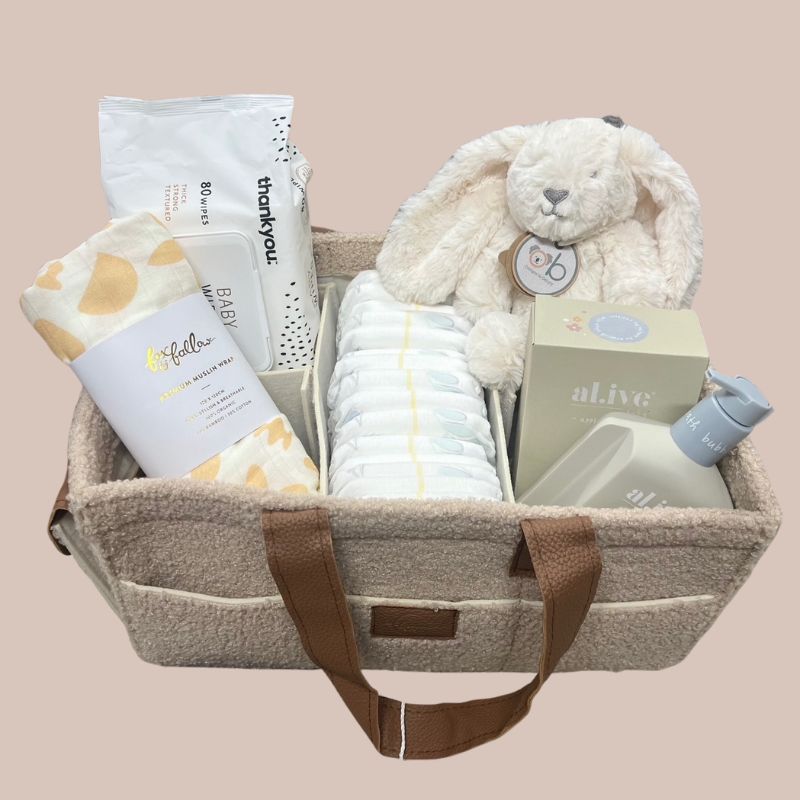 New Baby Essentials Gift Box with Nappy Caddy