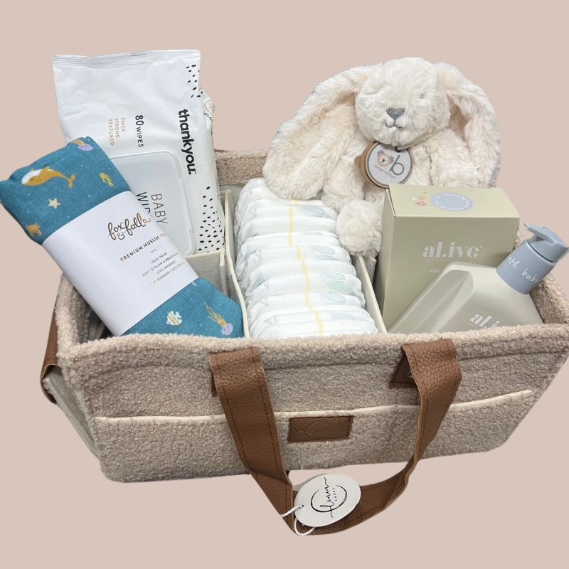 New Baby Essentials Gift Box with Nappy Caddy