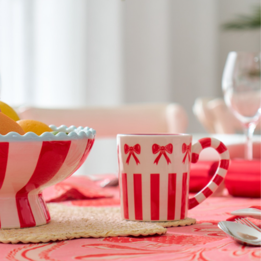Bow & Stripe Ceramic Mug