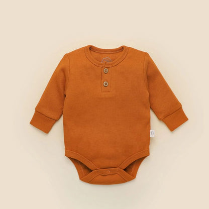 Ginger Waffle long sleeve body suit - organic cotton | Lummi in Colour