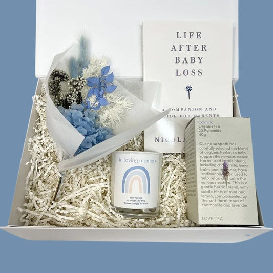 Baby Loss Miscarriage Care Box | Personalised In Loving Memory Candle, book, calming tea & dried flower posie | Wishing You Well Sympathy Gift Ideas