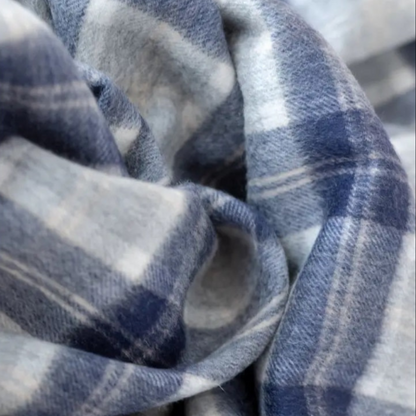 Recycled Wool Knee Blanket | Navy Bannockbane Silver Tartan