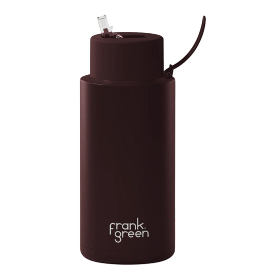 Frank Green Ceramic Water Bottle 1L | Chocolate | Straw Lid