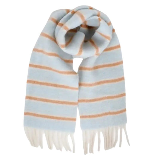 Cloud Blue Stripe Fluffy Scarf