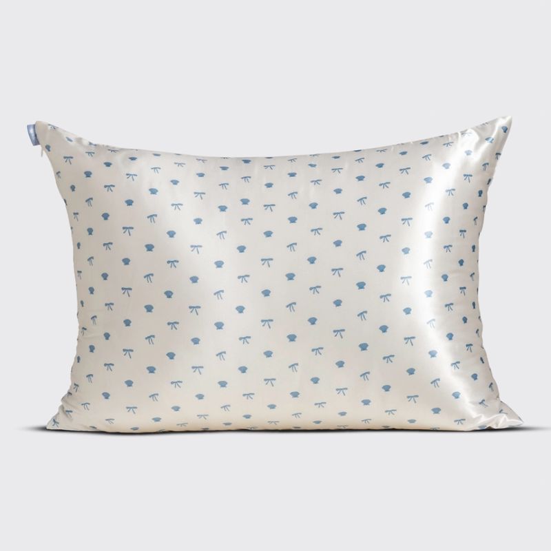 Satin Pillowcase -Coastal Print Seashells and Bows