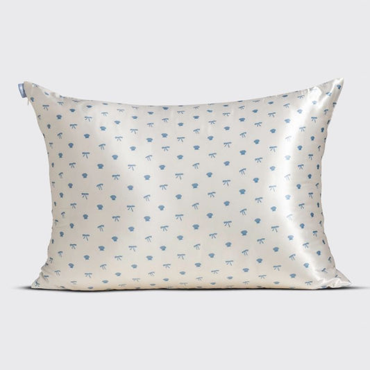 Satin Pillowcase -Coastal Print Seashells and Bows