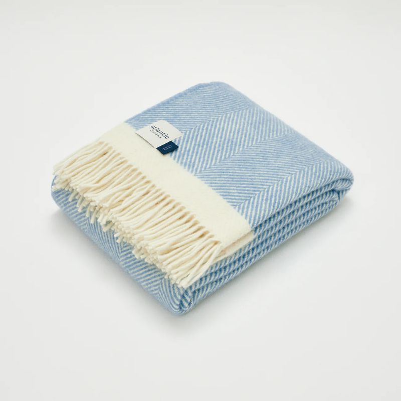 Wool Blanket | Dusk Blue Herringbone