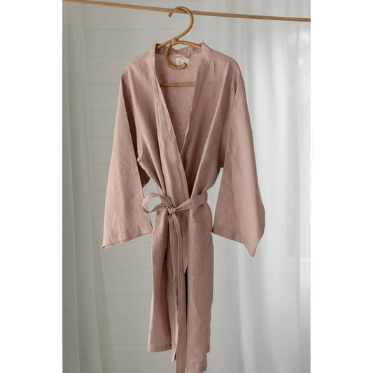 Dusty Rose - French Linen Robe Kimono