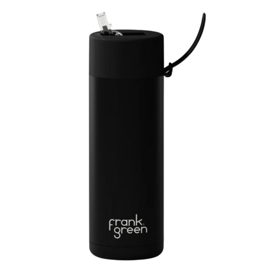 Frank Green Ceramic water bottle 595ml | Straw lid | Midnight Black