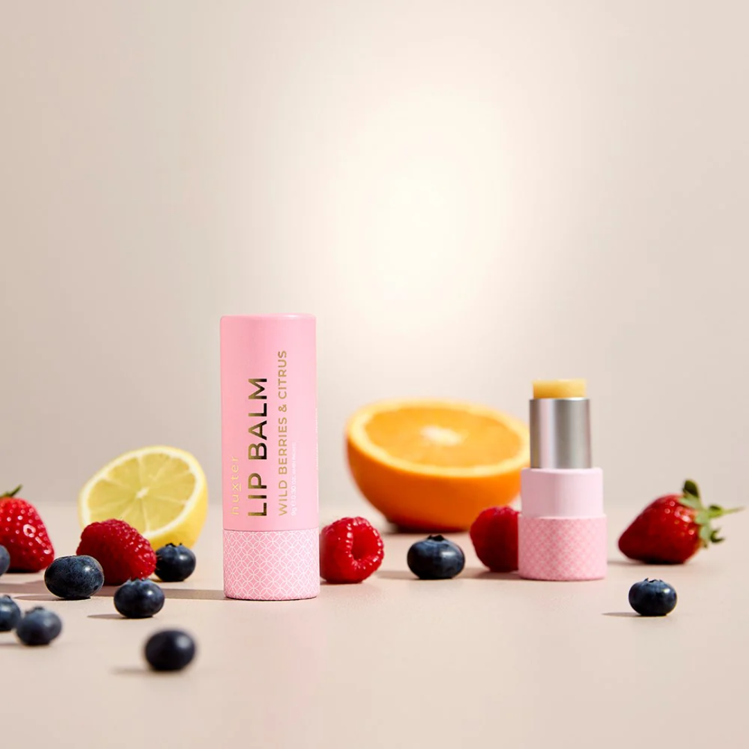 Wild Berries & Citrus Lip Balm in a wind-up tube — natural vegan fruity-citrus lip care with Vitamin E, jojoba oil and avocado oil.