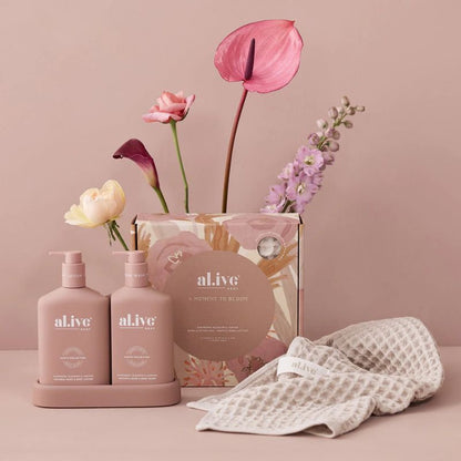 Raspberry & Juniper Duo Set with Waffle Towel | Wash& Lotion Duo | Al.Ive Body | Wishing You Well 