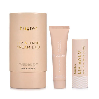 Huxter lip and hand cream duo pack. Sea salt and cedarwood.