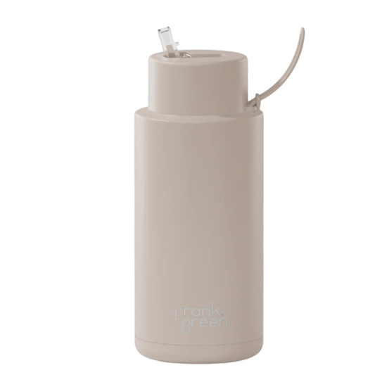 Frank Green Ceramic Water Bottle 1L | Moondust | Straw Lid