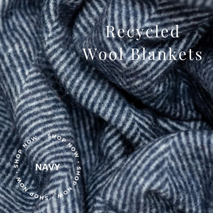 Recycled Wool Blanket | Navy | Wishing You Well | Get Well Soon Care Package | Sending Hugs