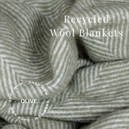 Recycled Wool Blanket | Olive | Wishing You Well | Get Well Soon Care Package | Sending Hugs