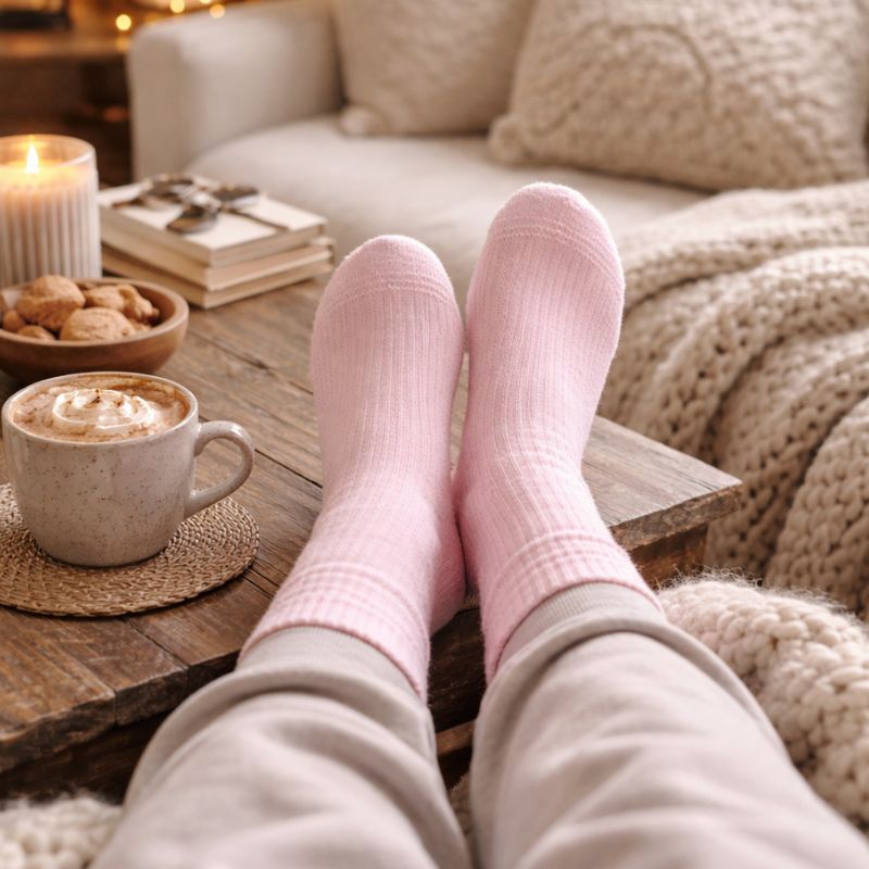 Soft pink cloud socks designed for cosy comfort and lounging at home