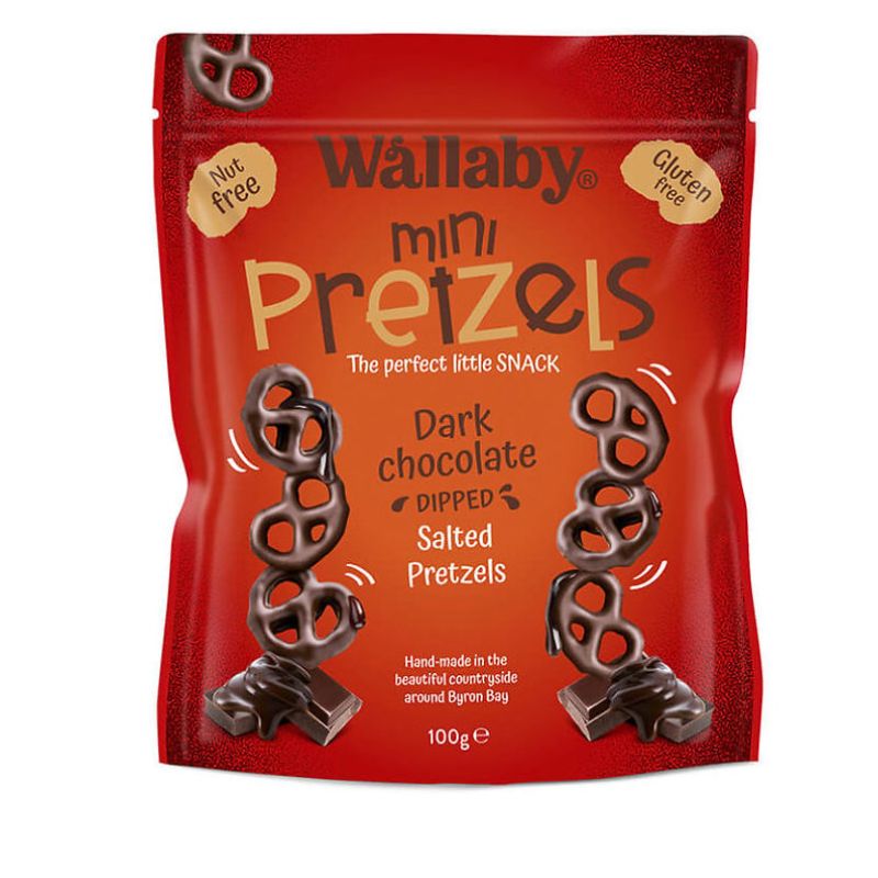 Wallaby mini pretzels dark chocolate