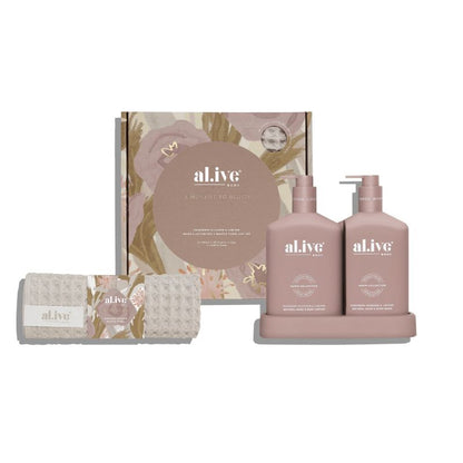 Raspberry & Juniper Duo Set with Waffle Towel | Wash& Lotion Duo | Al.Ive Body | Wishing You Well