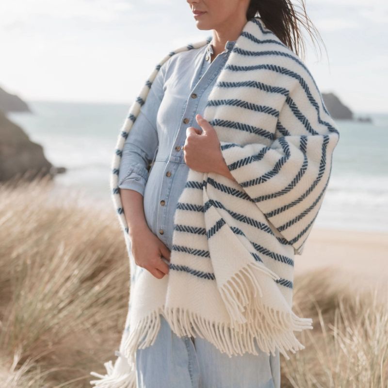 Wool Blanket | Sailor Blue Stripe