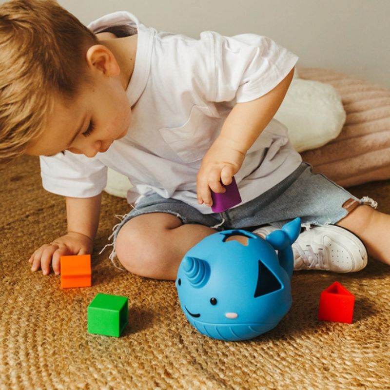 Jellystone Shape Sorter Whale – Silicone Narwhal Shape Sorter