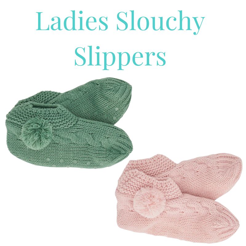 Ladies Slouchy Slippers with safety grips | Wishing You Well