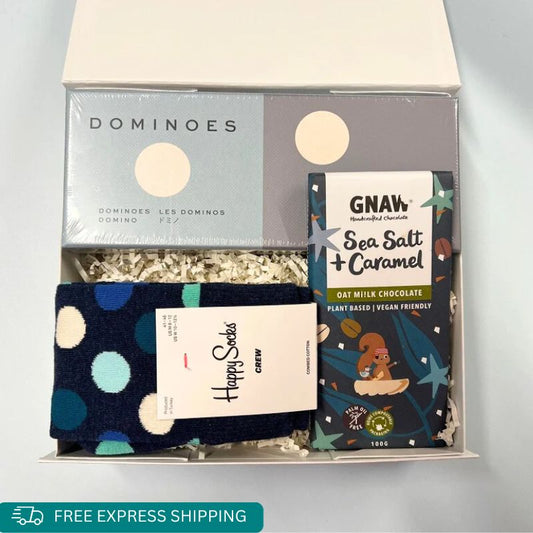 Gift Box for him | Happy Socks | Dominoes | Vegan chocolate