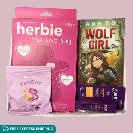 Tween/Teen Girl Get Well Care Package | Heat pillow, book, lip balm, no sugar lollies