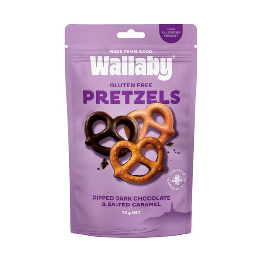 Wallaby Mini Pretzels | Dark Chocolate & Salted Caramel (GF)