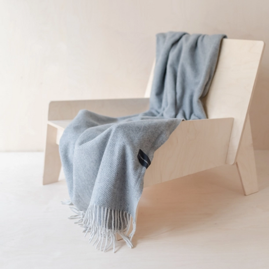 Recycled Wool Knee Blanket - Charcoal Herringbone