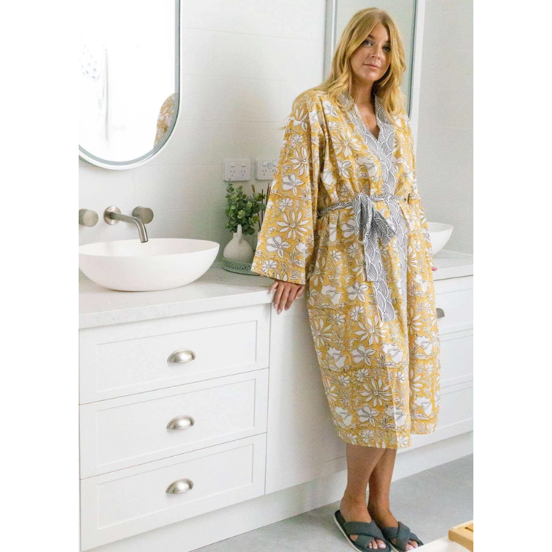 Women's Cotton Kimono Robe | Home Dweller