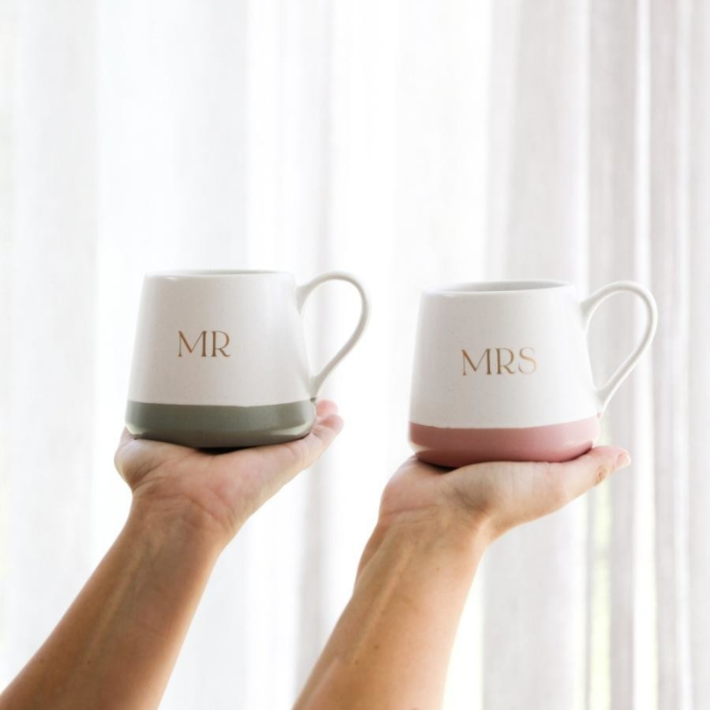 Mr & Mrs Mug Set | Matching Couple Coffee Mugs | Wedding Gift