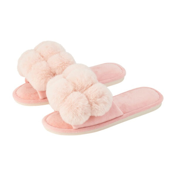 Pink lemonade pom pom slippers